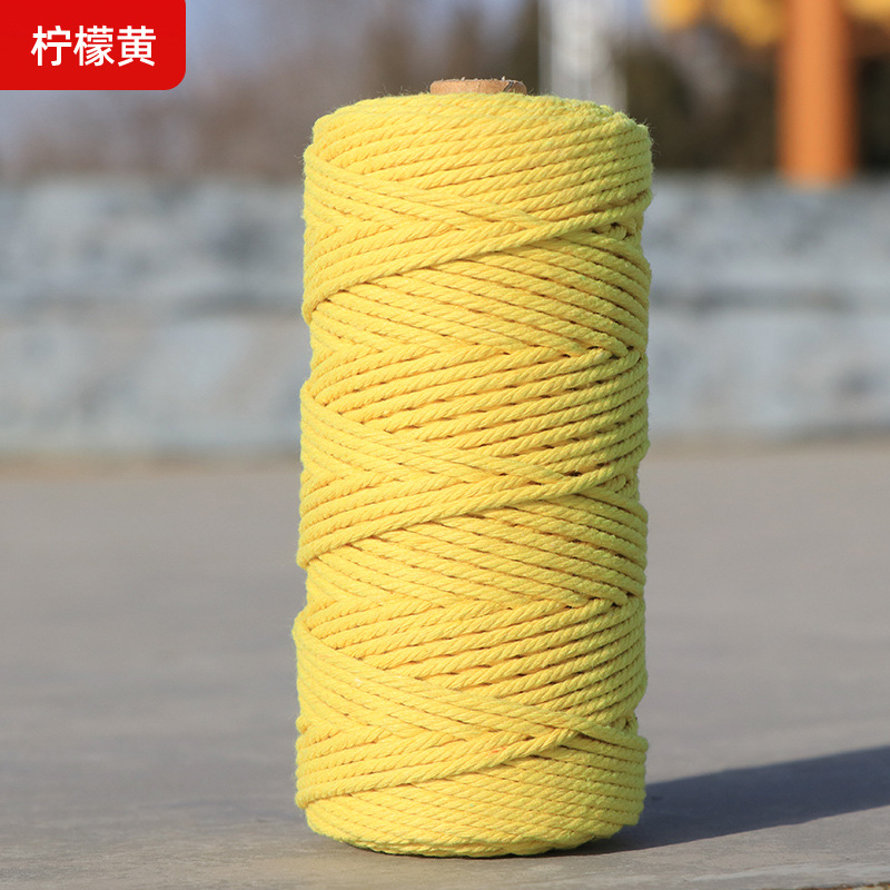 Cuerdas de algodón de color transfronterizas tejidas de algodón 2mm3mm4mm cuerdas de algodón hechas a mano cuerdas decorativas DIY cuerdas de algodón de color colgantes