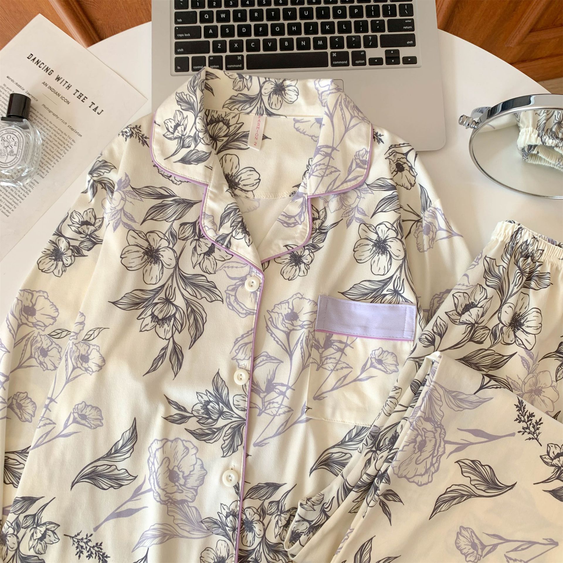 Al por mayor transfronterizo nuevo pijama de mujer primavera y otoño cardigan de manga larga sensación de alta calidad de algodón coreano se puede usar con ropa de vestir