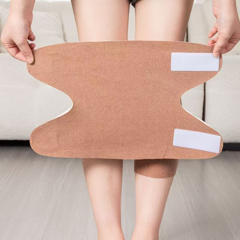 Autumn and Winter Fleece-Lined Knee Pads for Warmth, Suitable for Elderly Cold Legs, Unisex Joint Protection Against Cold, Knee Sleeves with Velcro, Non-Slip for Air-Conditioned Rooms
