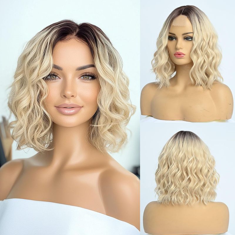 ヨーロッパとアメリカのウィッグ越境電子商取引アマゾン人気のフルヘアスタイル波状カーリー耐熱繊維高温シルクウィッグ女性用|undefined