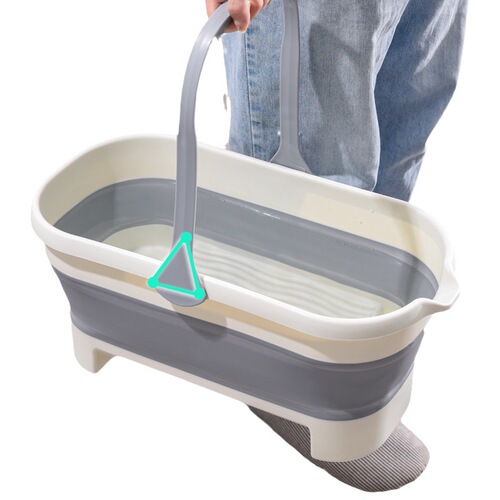 Broom Folding Water Bucket Plastic Broom Bucket Handle Water Storage Water Mop Basin Household One-Brush Clean No Hand Wash