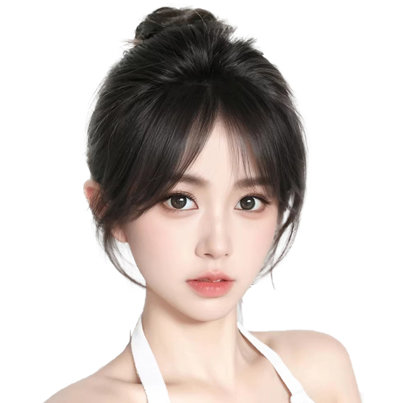 Peluca flequillo peluca de cabeza alta peluca de recabello en la parte superior de la cabeza de la mujer peluca esponjosa y adicional para cubrir el cabello blanco peluca ligera