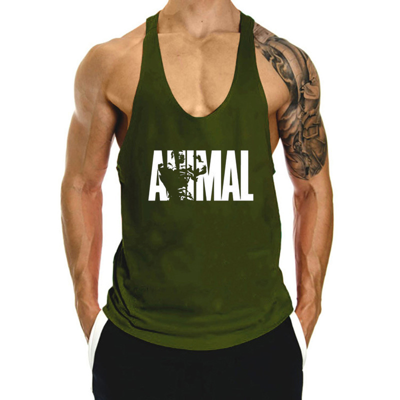 Round Neck Casual Running Training European and American I-Shaped Sports Vest Custom Logo Loose Sleeveless Men's Fitness Undershirt