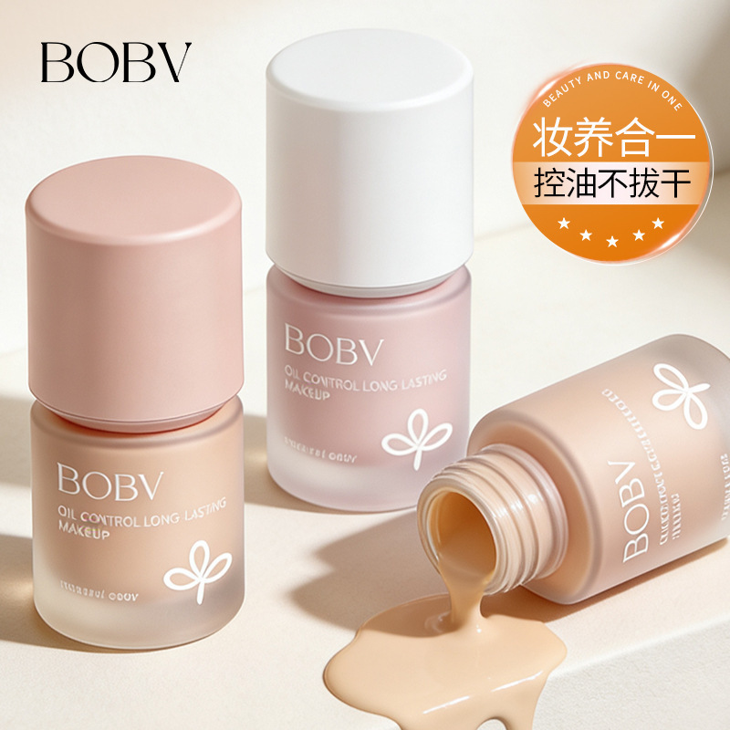 BOBV suave y suave base líquida de piel de aceite seca para los estudiantes de ocultamiento de la piel de maquillaje no es fácil de oscurecer la base líquida de control de aceite image 4