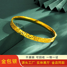 金店同款包金古法精品6N三面碎冰冰足银999手镯不掉色爆闪女金镯