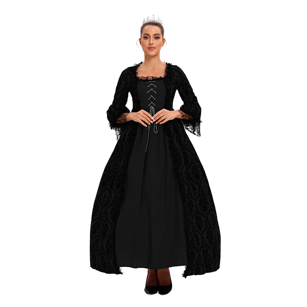 S-5xl más tamaño vestido de corte de alta gama encaje costura gran swing vestido retro medieval renacimiento vestido
