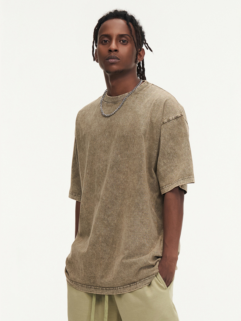 230g pesado camiseta de manga corta hombre nuevo cuello redondo suelto oversize lavado con agua hace la vieja chaqueta de marca de moda