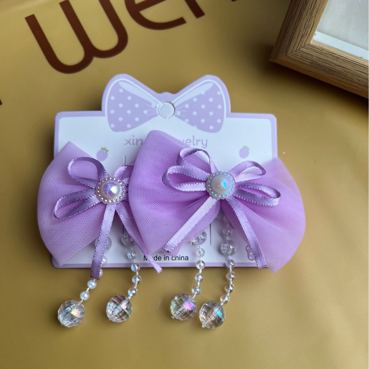 Super Fairy Bow Pendant Hairpin for Children, Sweet Princess-Style Hairpin, Children's Ancient Style Hair Accessory, Hanfu Hair Clip Pair