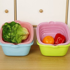 二層水切りかご キッチン多機能野菜かご 水切りボウル 果物洗いかご 水切りかご 野菜洗いボウル 水切り神器
