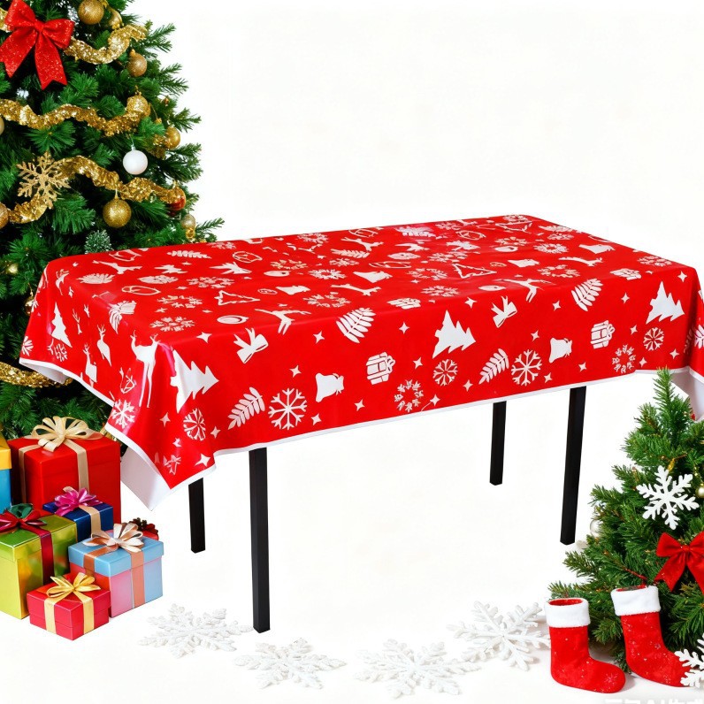 Cross-Border Christmas Tablecloth Party Tablecloth Decoration Props Holiday Party Party Supplies Waterproof