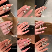 法式精致珍珠耳环女款轻奢高级感银针耳钉方圆脸小众独特贵气耳饰