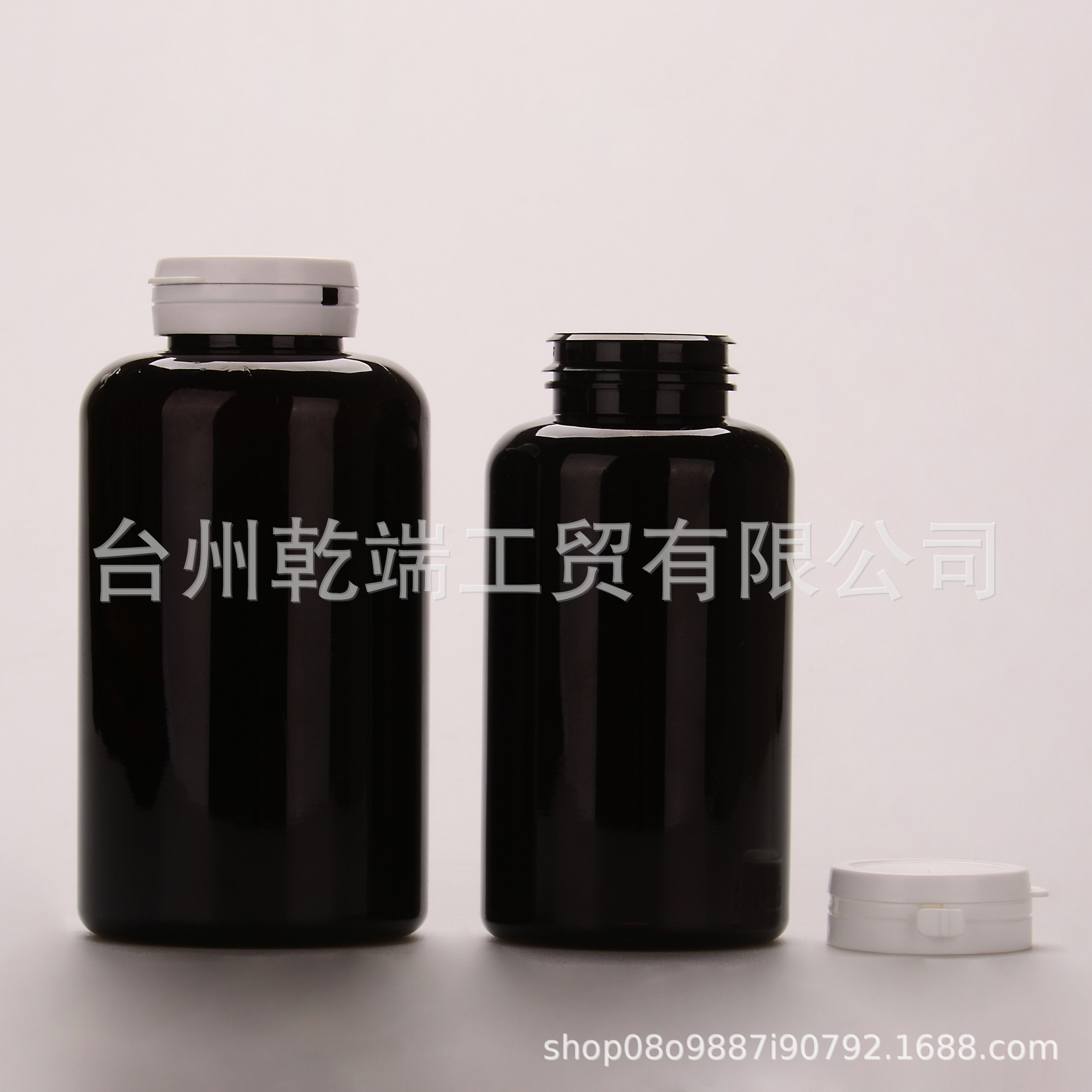 食品级350ml 500ml 黑色撕拉盖PET塑料瓶 木糖醇保健品瓶药瓶