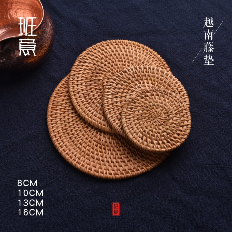 手工编织越南藤编杯垫茶具藤木养壶垫 越南老藤编杯垫批发|undefined