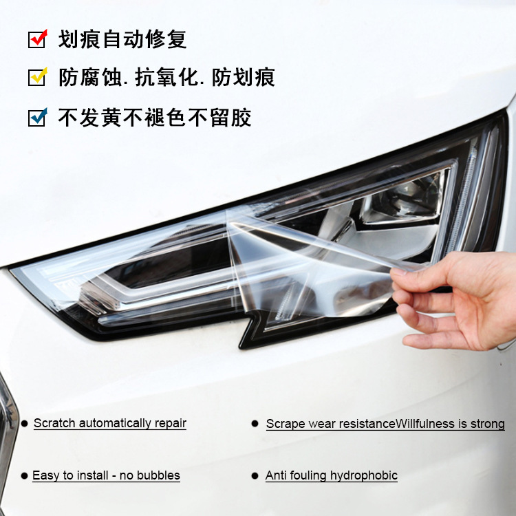 Cross-Border Supply of Tpu Light-Controlled Color-Changing White-To-Purple, White-To-Black Car Headlight Film, Self-Repairing Protective Headlight Film