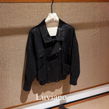 深圳南油2025秋冬新款YS风欧美范皮革机车夹克阔版百搭外套