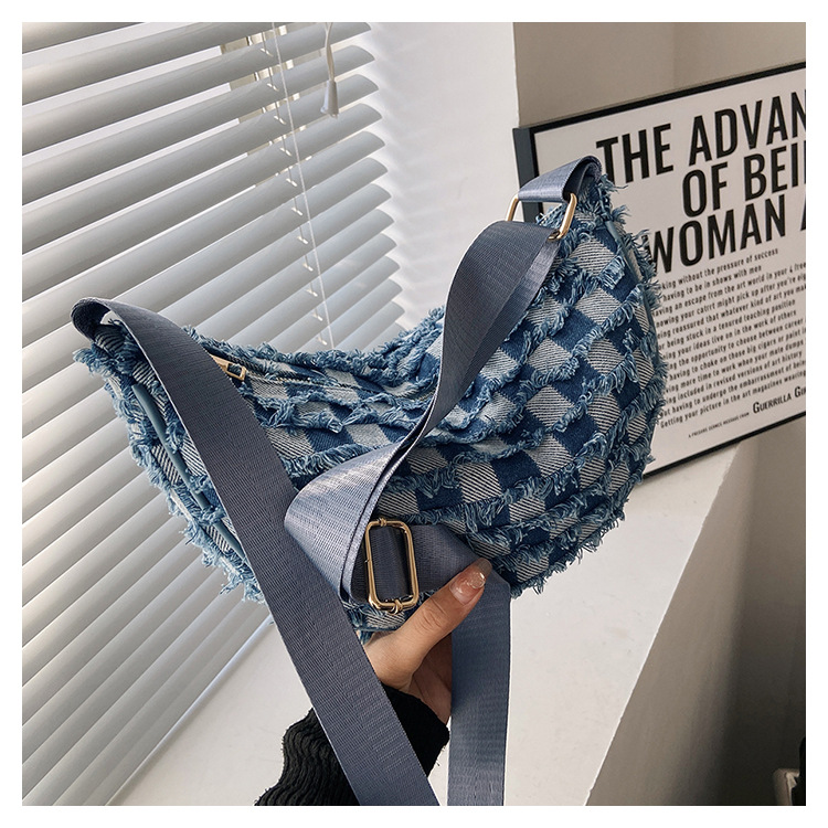 Denim Patchwork Shoulder Crossbody Bag For Women Stylish Canvas_voghion.com
