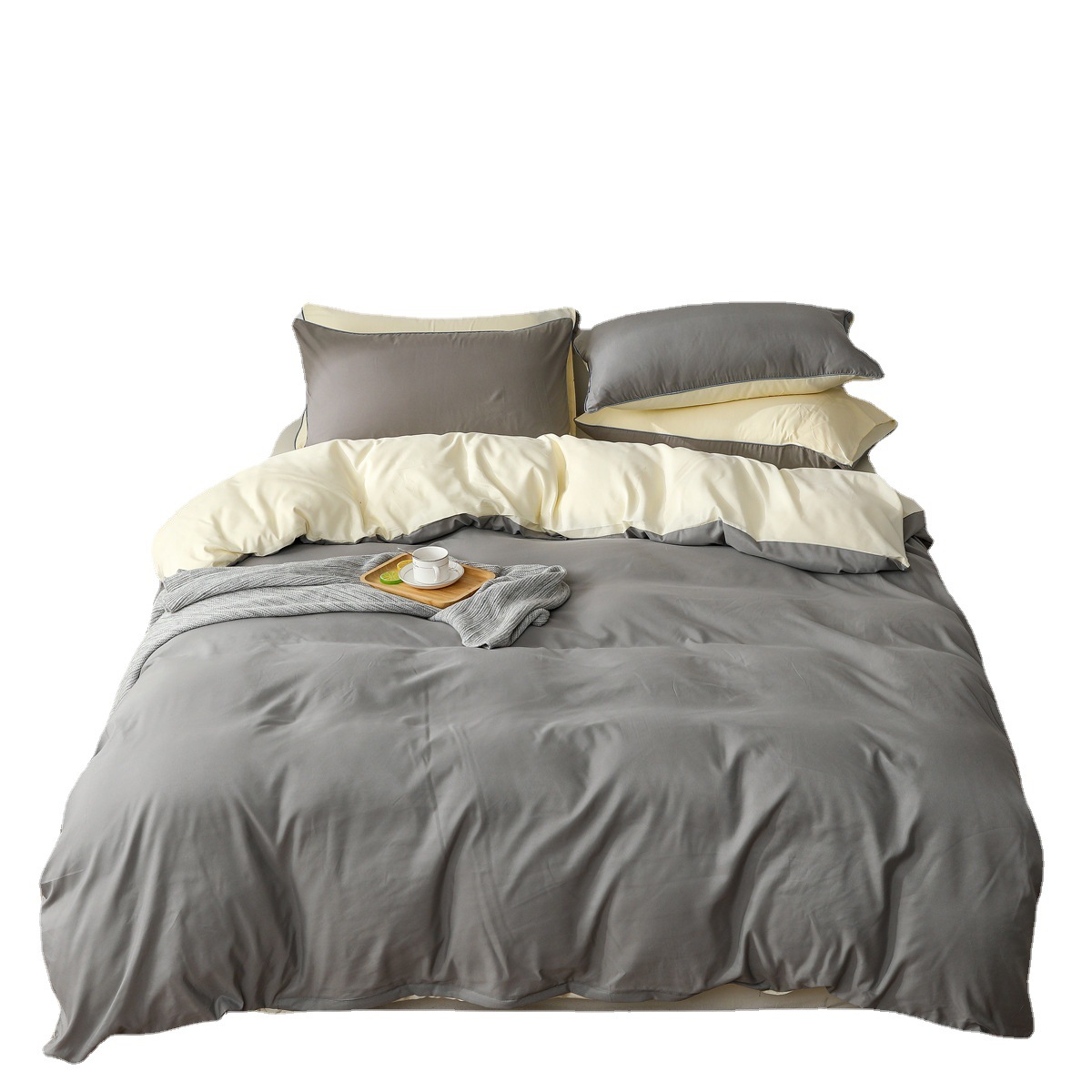 外贸家纺三件套亚马逊欧美尺寸床上用品被套套件简约纯色磨毛