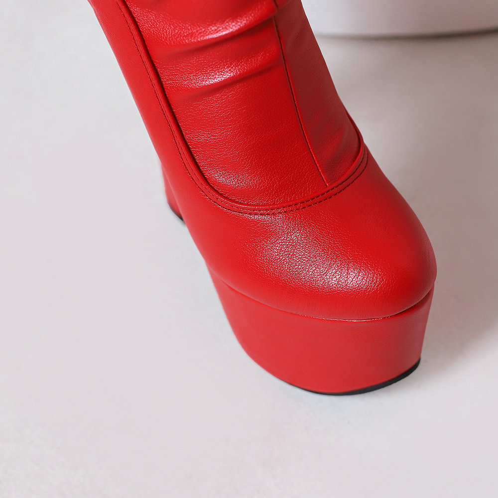 Neue Overknee-Stiefel für Damen mit superhohem Absatz, wasserdichte Plateausohle, rote Ritterstiefel mit seitlichem Reißverschluss für Nachtclubs_voghion.com
