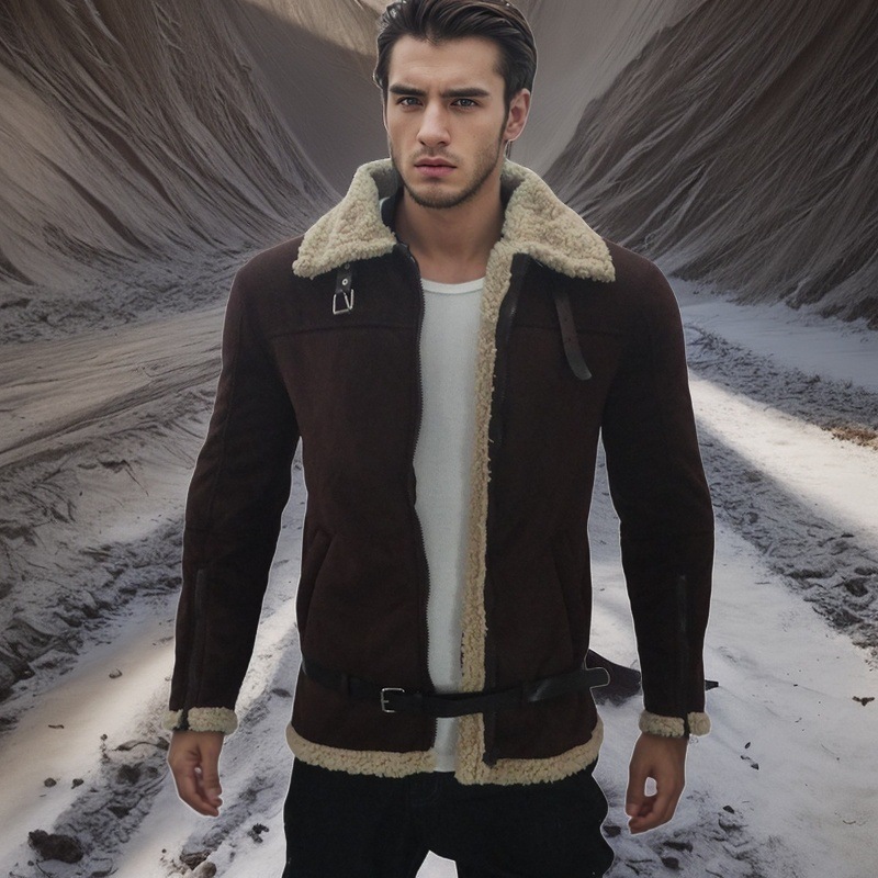 Nouveauté 2024 : Manteau homme en cuir intégré, veste en fourrure épaisse et daim, commande explosive_voghion.com