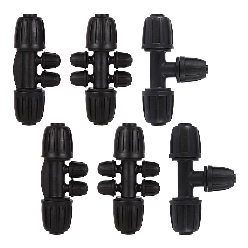 16 juntas de tubería a través de tres vías jardín césped riego automático riego de flores junta de riego tubería de riego por goteo junta de bloqueo