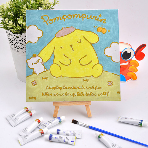 Digital oil painting DIY children's cartoon coloring Kurohige handmade Sanrio doodle coloring acrylic painting gift