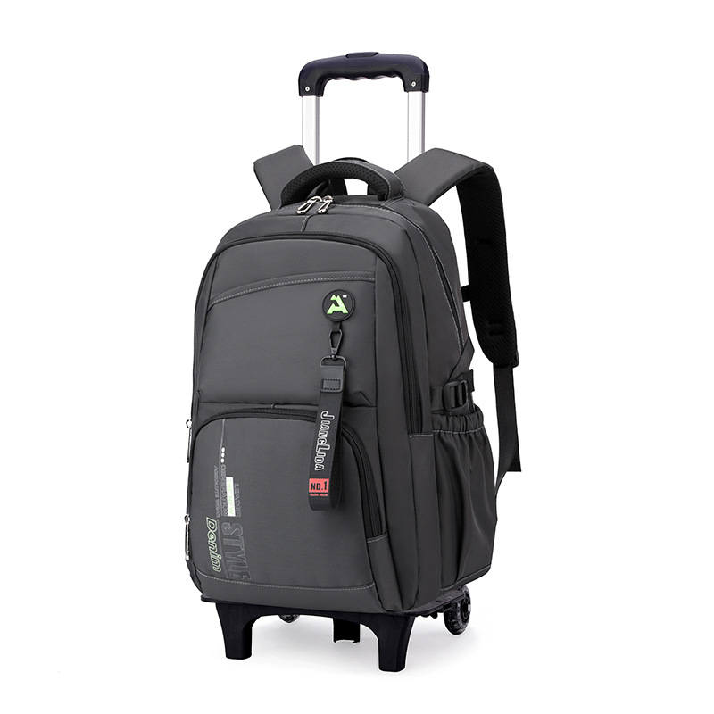 Escuela de escuela primaria transfronteriza de pescado natural, mochila escolar con barra de ruedas para niños y niñas, mochila desmontable con reducción de carga de gran capacidad de color sólido