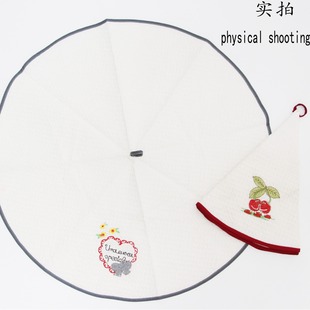 Amazon cross-border embroidered round tea towel tea ceremony tea cloth wholesale cotton absorbent lint-free thick cute small pattern
