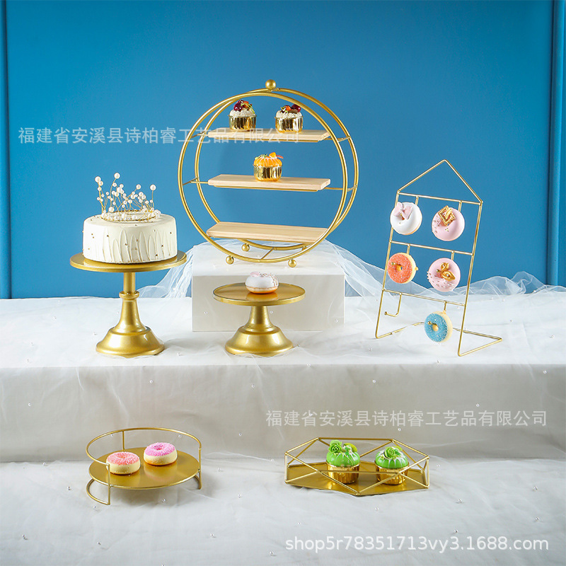 Fiesta de postre de hierro forjado europeo decoración de mesa de postre pastel bandeja de comida fría de té de la tarde refrigerio estante de pastel