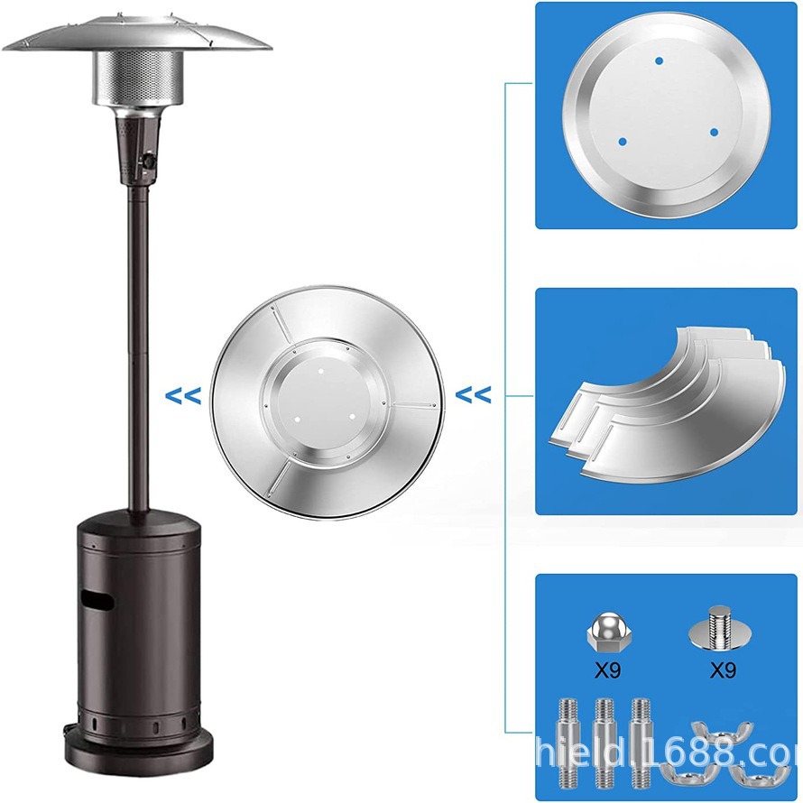 Accesorios de calefactor de gas de paraguas al aire libre cubierta reflectante de cuatro piezas fácil de ensamblar con tornillo precio al por mayor negociable