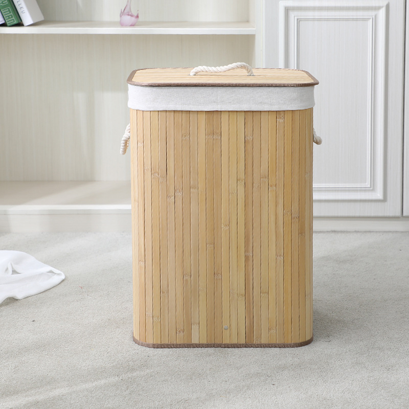 Transfronterizo bambú cesto de lavandería cesto de ropa sucia bambú tejido plegable tejido barril de almacenamiento de ropa al por mayor un agente TEMU