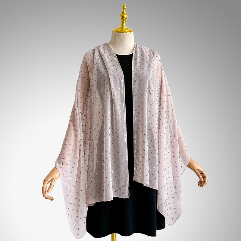 Elegante lichtgewicht chiffon sjaal voor dames met strass_voghion.com