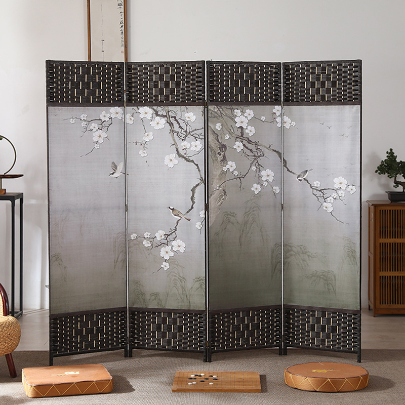 中国風のシンプルなスクリーンパーティション壁屏風リビングルーム寝室ブロッキングシンプルモダンな折りたたみモバイル布バリアホーム
