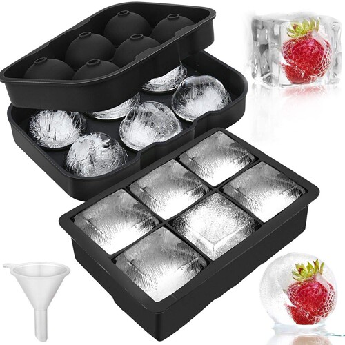 Silicone ice grid mold square ice storage box with lid household food supplement box ice making ice cube film
