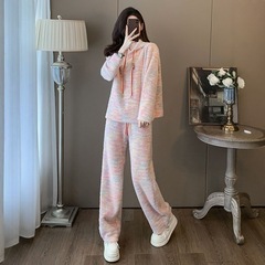 跨境慵懒风休闲运动套装女秋季时尚宽松连帽卫衣高腰阔腿裤两件套