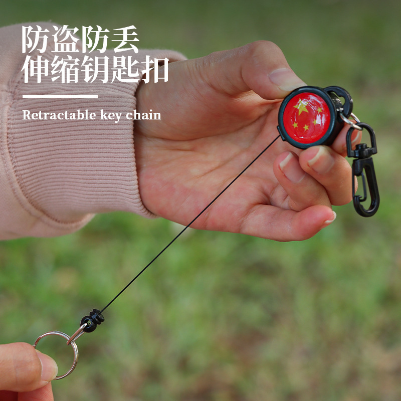 Outdoor Fishing High-Elastic Retractable Nylon Rope Keychain Anti-Lost Anti-Theft Anti-Stretch Elastic Keychain