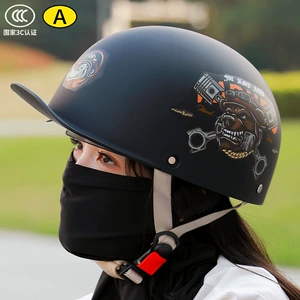 Motosiklet elektrikli avtomobil dəbilqəsi, retro Harley kruiz yarım dəbilqə, yeni