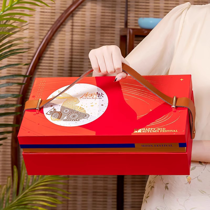 新款中秋节月饼礼盒包装盒创意8粒单双层手提盒月饼空盒DZ