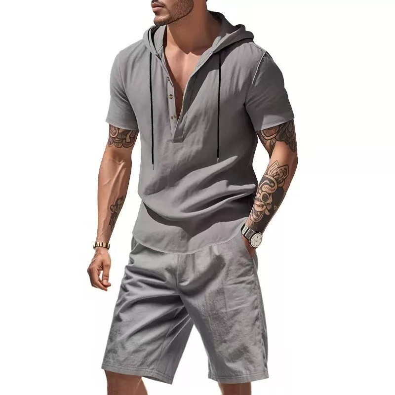 2026 Summer Cross-Border Amazon 3D American Retro Suit Men's Casual Short-Sleeve Polo Shirt Hooded Top