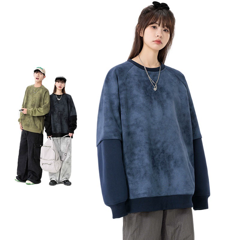 Трансграничные оптовые свитера мужская весна осень 2024 новый американский тренд свободный простой и дикий круглый воротник