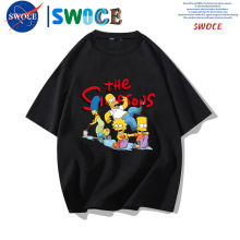 辛普森一家动漫周边纯棉短袖T恤男夏季青少年潮宽松落肩半袖上衣