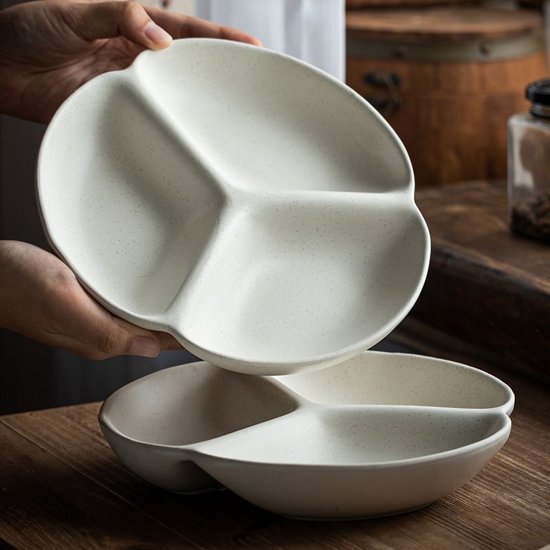 Plato de comedor de cerámica creativa, reducción de grasa, plato de tres comparticiones cuantitativo, plato de frutas de estilo simple, plato de desayuno, plato de comedor doméstico para niños