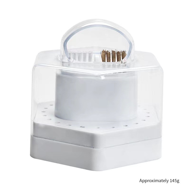 Caja de almacenamiento multifuncional de dos en uno de 24 agujeros para mostrar agujeros de almacenamiento de uñas limpias con caja de cepillo limpio