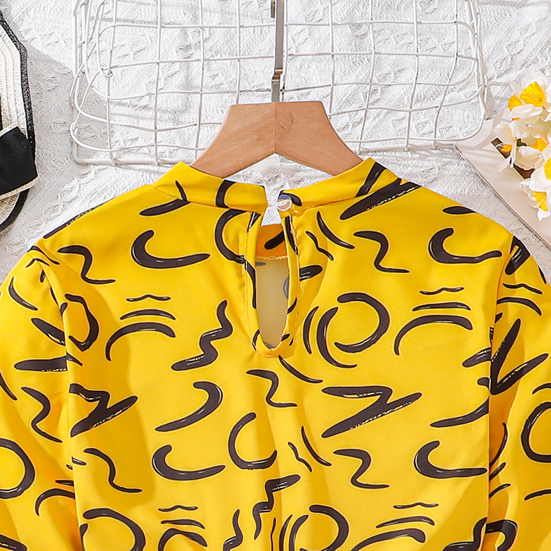 Mädchen Langarm Prinzessinnenkleid Mit Druck Für Den Herbst_voghion.com