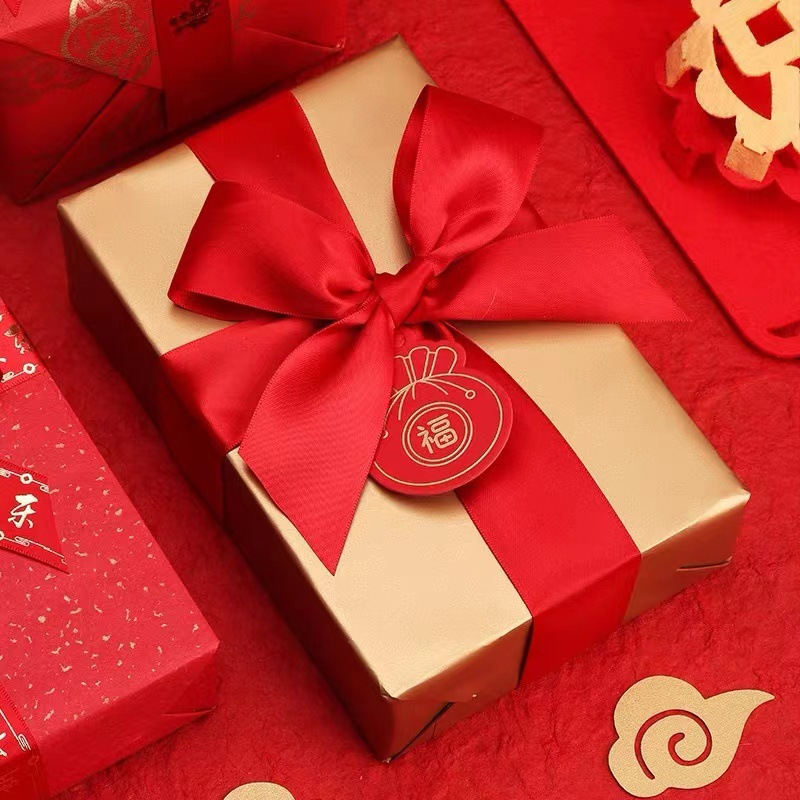 Inventario transfronterizo encriptado cinta roja embalaje de regalos cinta de boda cinta de poliéster floral cinta de Año Nuevo Festival de Primavera cinta roja
