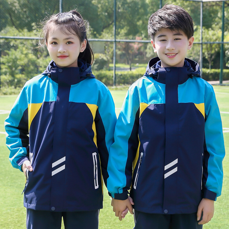Primary and Secondary School Uniform Jackets for Men and Women, Children's Clothing, Windproof and Waterproof Fabric, Three-In-One 0.05kg Piece Set, Printable