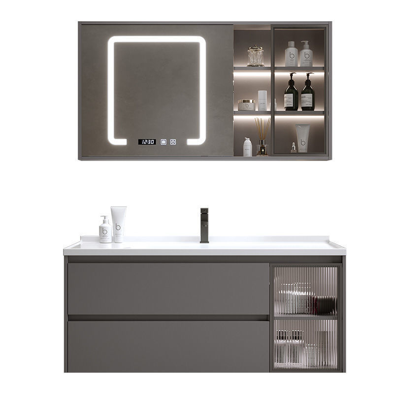 Luz de lujo de cerámica integrada cuenca baño gabinete combinación baño lavabo inteligente lavabo traje