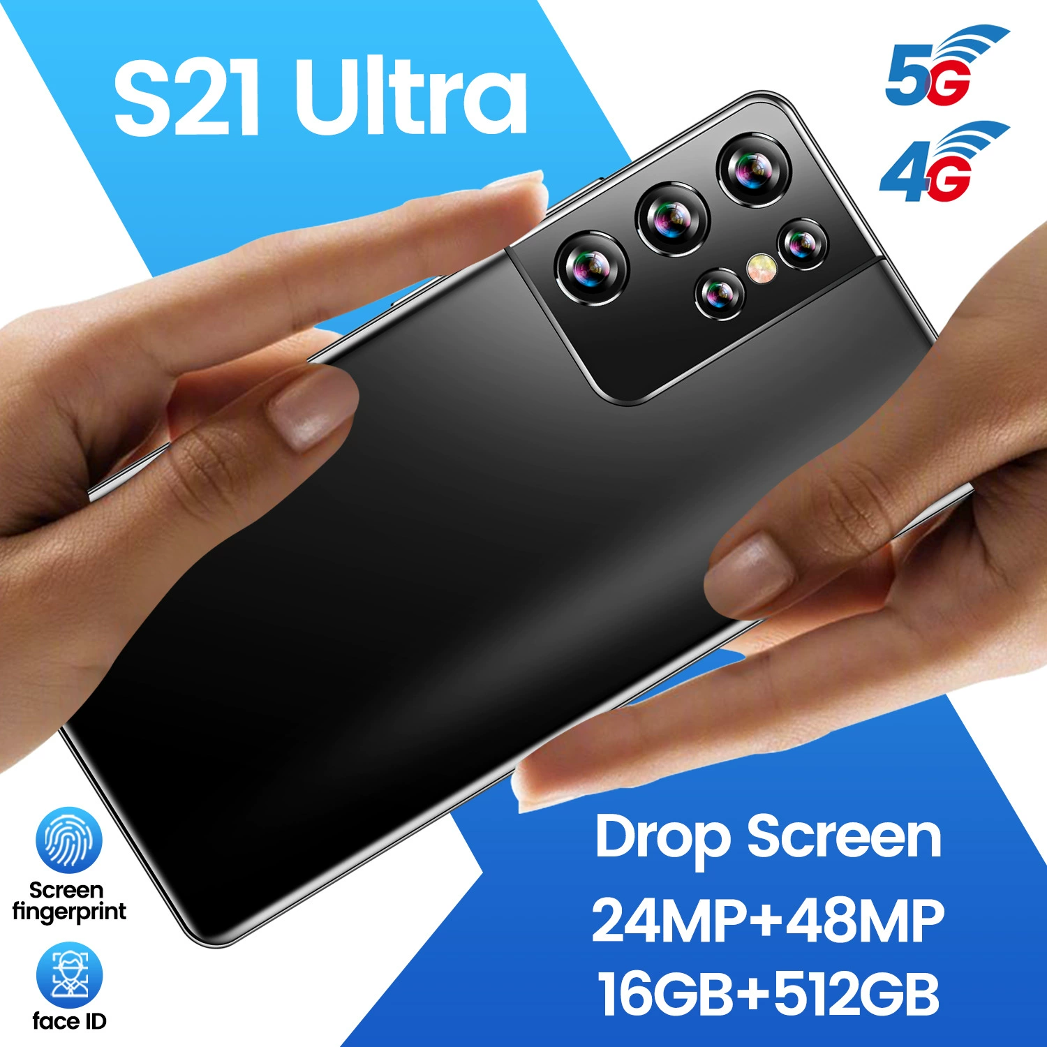 Смартфон S21U, 6,3 дюйма 5G, 4+64 ГБ (по умолчанию), мультирегиональные и цветовые варианты