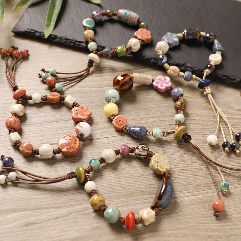 Jingdezhen Ceramic Bracelet Jewelry Wholesale Original Ethnic Style Versatile High-End Student Artistic Vintage Bracelet Jingdezhen Ceramic Bracelet Jewelry Wholesale Original Ethnic Style Versatile High-End Student Artistic Vintage Bracelet