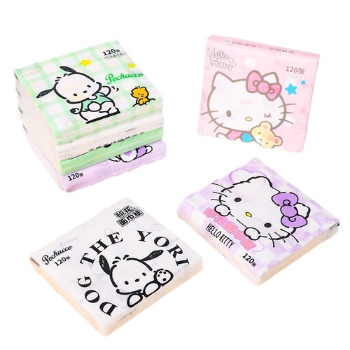 Sanrio handkerchief paper original wood pulp portable wettable super tough paper towel small pack facial tissue napkin tissue paper wholesale