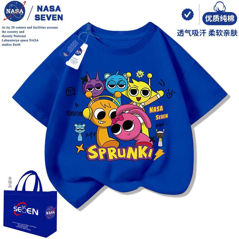 NASA リズムボックス子供用ピュアコットン Tシャツ西洋スタイル夏 sprunki オルゴール半袖トップス男の子と女の子用|undefined